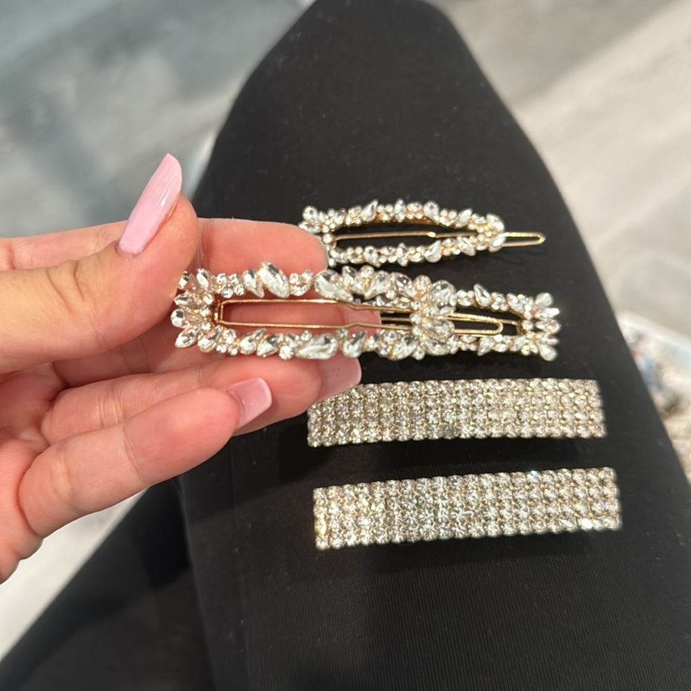 5 Crystal Rhinestone Hair Clips - Picture 2 of 5